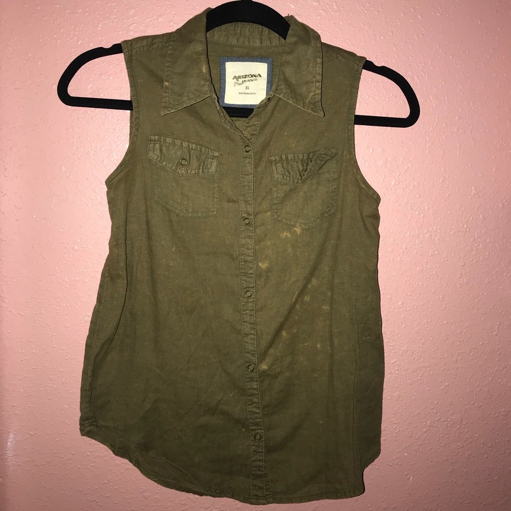 Button Up Light Acid Wash Top